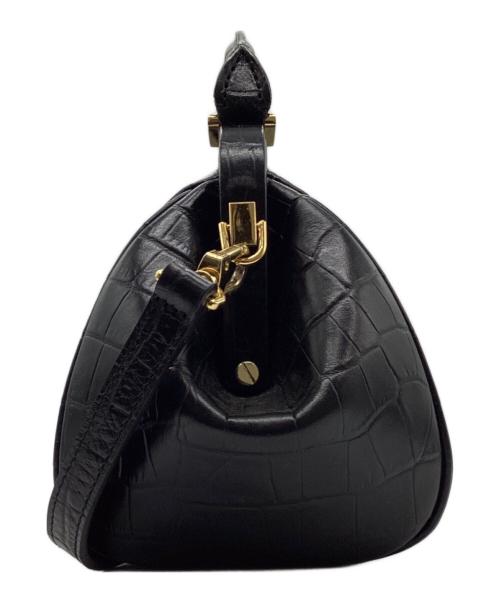 LAPLUME（ラプリュム）LAPLUME (ラプリュム) クロコ型押しハンドバッグ ブラックの古着・服飾アイテム
