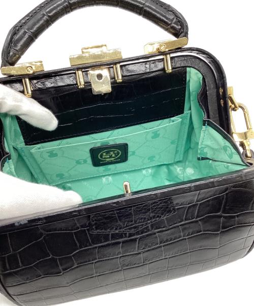 LAPLUME（ラプリュム）LAPLUME (ラプリュム) クロコ型押しハンドバッグ ブラックの古着・服飾アイテム