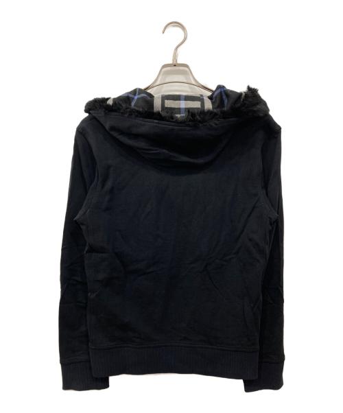 BURBERRY BLACK LABEL（バーバリーブラックレーベル）BURBERRY BLACK LABEL (バーバリーブラックレーベル) ラビットファー付ジップパーカー ブラック サイズ:02の古着・服飾アイテム