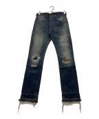 UNDERCOVERISMアンダーカバーイズム）の古着「クラッシュデニムパンツ」｜インディゴ