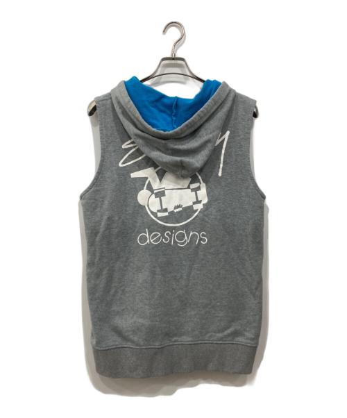 stussy（ステューシー）stussy (ステューシー) スケートマン スリーブレスパーカー グレー サイズ:Lの古着・服飾アイテム