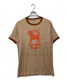 Hanes（ヘインズ）の古着「リンガーTシャツ」｜ベージュ×ブラウン