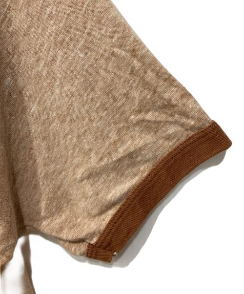 Hanes（ヘインズ）Hanes (ヘインズ) リンガーTシャツ ベージュ×ブラウン サイズ:Lの古着・服飾アイテム
