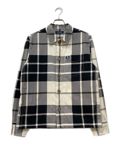 FRED PERRY（フレッドペリー）FRED PERRY (フレッドペリー) タータン ツイル オーバーシャツジャケット ブラック×ホワイト サイズ:Mの古着・服飾アイテム