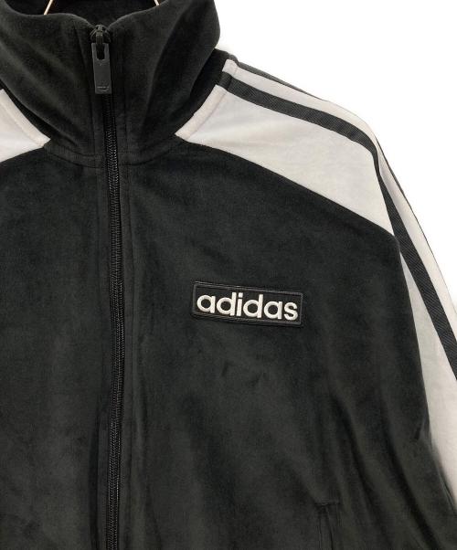 adidas（アディダス）adidas (アディダス) ベロアジャケット ブラック×ホワイト サイズ:Mの古着・服飾アイテム