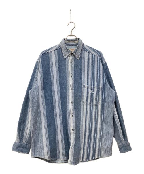 ARMANI JEANS（アルマーニジーンズ）ARMANI JEANS (アルマーニジーンズ) 長袖ストライプシャツ ブルー サイズ:Mの古着・服飾アイテム