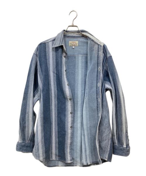 ARMANI JEANS（アルマーニジーンズ）ARMANI JEANS (アルマーニジーンズ) 長袖ストライプシャツ ブルー サイズ:Mの古着・服飾アイテム