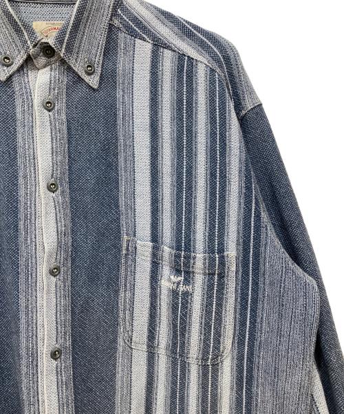 ARMANI JEANS（アルマーニジーンズ）ARMANI JEANS (アルマーニジーンズ) 長袖ストライプシャツ ブルー サイズ:Mの古着・服飾アイテム