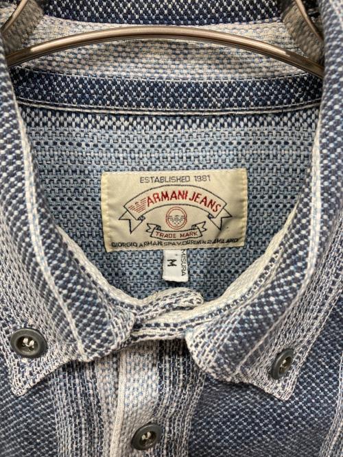 ARMANI JEANS（アルマーニジーンズ）ARMANI JEANS (アルマーニジーンズ) 長袖ストライプシャツ ブルー サイズ:Mの古着・服飾アイテム