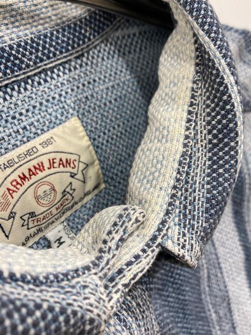 ARMANI JEANS（アルマーニジーンズ）ARMANI JEANS (アルマーニジーンズ) 長袖ストライプシャツ ブルー サイズ:Mの古着・服飾アイテム