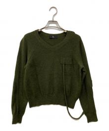 Y's（ワイズ）の古着「デザインVネックニット」｜グリーン