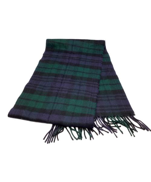 JOHNSTONS OF ELGIN（ジョンストンズオブエルガン）JOHNSTONS OF ELGIN (ジョンストンズオブエルガン) カシミヤマフラー ネイビー×グリーンの古着・服飾アイテム