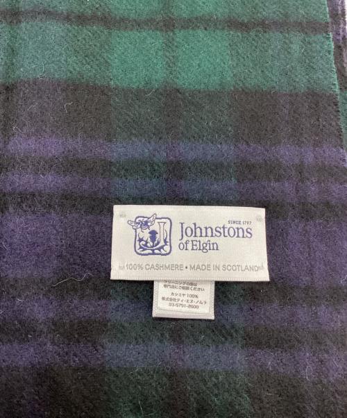 JOHNSTONS OF ELGIN（ジョンストンズオブエルガン）JOHNSTONS OF ELGIN (ジョンストンズオブエルガン) カシミヤマフラー ネイビー×グリーンの古着・服飾アイテム