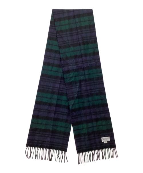 JOHNSTONS OF ELGIN（ジョンストンズオブエルガン）JOHNSTONS OF ELGIN (ジョンストンズオブエルガン) カシミヤマフラー ネイビー×グリーンの古着・服飾アイテム