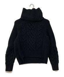 sacai（サカイ）の古着「スヌードケーブルニットセーター」｜ブラック