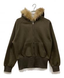 HTH（エイチティーエイチ）の古着「volume fur zip hoodie / ボリュームファージップフーディ」｜カーキ