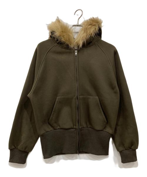 HTH（エイチティーエイチ）HTH (エイチティーエイチ) volume fur zip hoodie / ボリュームファージップフーディ カーキ サイズ:Fの古着・服飾アイテム