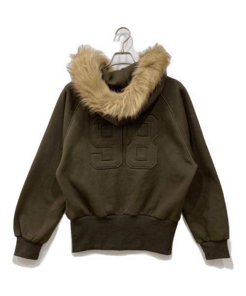 HTH（エイチティーエイチ）HTH (エイチティーエイチ) volume fur zip hoodie / ボリュームファージップフーディ カーキ サイズ:Fの古着・服飾アイテム