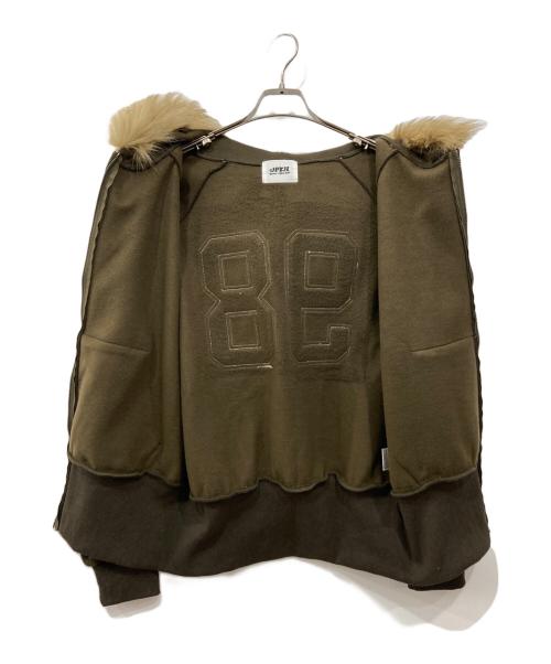 HTH（エイチティーエイチ）HTH (エイチティーエイチ) volume fur zip hoodie / ボリュームファージップフーディ カーキ サイズ:Fの古着・服飾アイテム