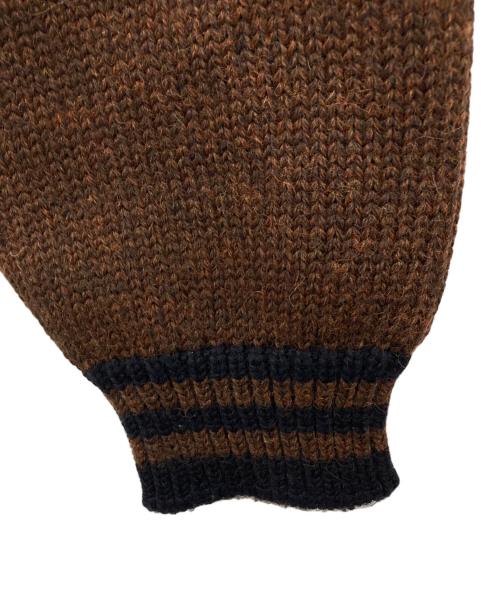 refomed（リフォメッド）refomed (リフォメッド) スタジアム カウチン ニット ジャケット ネイビー×ブラウン サイズ:表記無し(実寸を参照ください)の古着・服飾アイテム