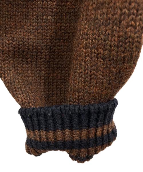 refomed（リフォメッド）refomed (リフォメッド) スタジアム カウチン ニット ジャケット ネイビー×ブラウン サイズ:表記無し(実寸を参照ください)の古着・服飾アイテム