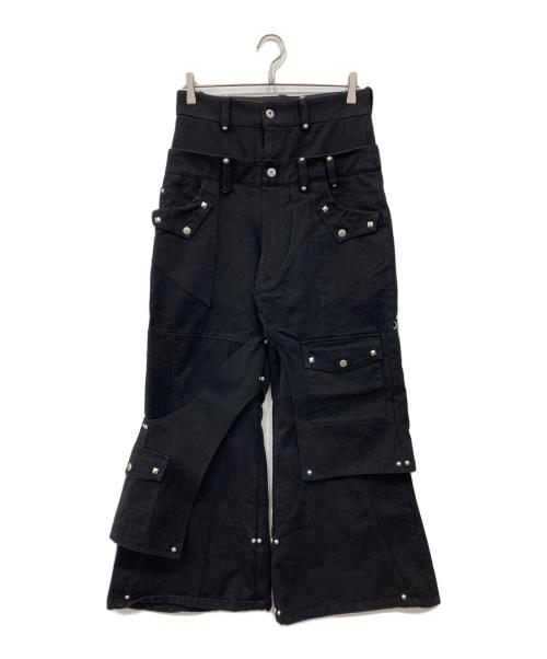 TYPE SHADE（タイプシェイド）TYPE SHADE (タイプシェイド) スタッズ ダブルウエスト デニム ブラック サイズ:Sの古着・服飾アイテム