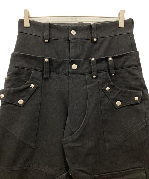 TYPE SHADE（タイプシェイド）TYPE SHADE (タイプシェイド) スタッズ ダブルウエスト デニム ブラック サイズ:Sの古着・服飾アイテム