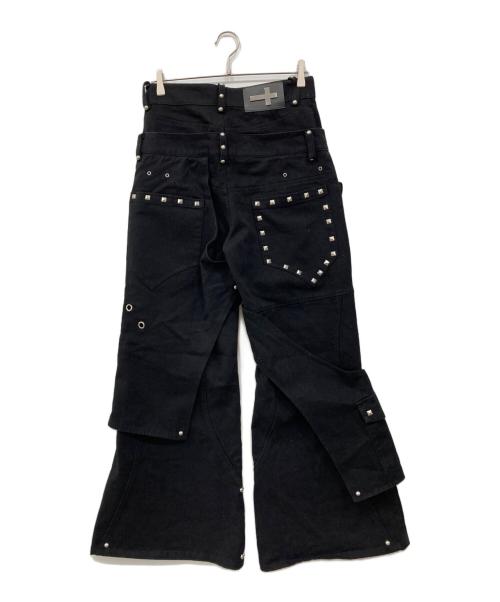 TYPE SHADE（タイプシェイド）TYPE SHADE (タイプシェイド) スタッズ ダブルウエスト デニム ブラック サイズ:Sの古着・服飾アイテム