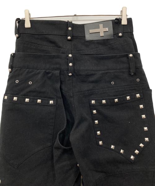 TYPE SHADE（タイプシェイド）TYPE SHADE (タイプシェイド) スタッズ ダブルウエスト デニム ブラック サイズ:Sの古着・服飾アイテム