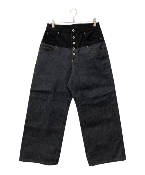 BADWAY（バッドウェイ）BADWAY (バッドウェイ) BALLSY.BROTHERS (ボールジーブラザーズ) 2up wide denim pants / 2アップワイドデニムパンツ インディゴ サイズ:Lの古着・服飾アイテム