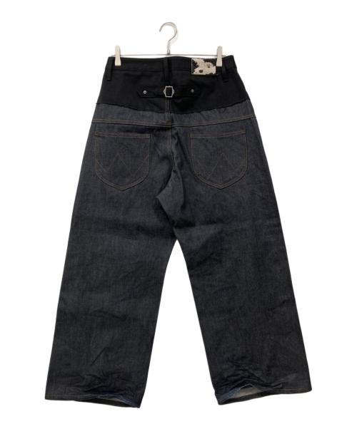 BADWAY（バッドウェイ）BADWAY (バッドウェイ) BALLSY.BROTHERS (ボールジーブラザーズ) 2up wide denim pants / 2アップワイドデニムパンツ インディゴ サイズ:Lの古着・服飾アイテム