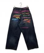 Jaded Londonジェイデッドロンドン）の古着「INDIGO RAINBOW SCRIPT XL COLOSSUS JEAN / インディゴ レインボー スクリプト XL コロッサス ジーンズ」｜インディゴ