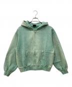 BELVETベルベット）の古着「ペイント加工ジップパーカー」｜グリーン