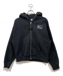 NIKE×stussy（ナイキ×ステューシー）の古着「STONE WASHED FLEECE ZIP HOODIE / ストーン ウォッシュド フリース ジップフーディー」｜ブラック