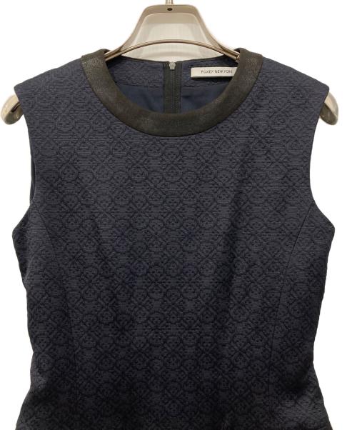 FOXEY NEWYORK（フォクシーニューヨーク）FOXEY NEWYORK (フォクシーニューヨーク) ジャガードワンピース ネイビー サイズ:38の古着・服飾アイテム