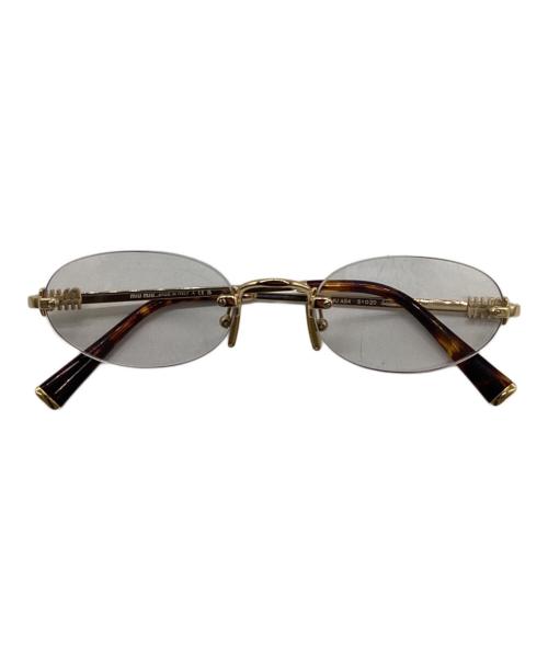 MIU MIU（ミュウミュウ）MIU MIU (ミュウミュウ) オーバル型 リムレスサングラス ブラウン サイズ:51□20の古着・服飾アイテム