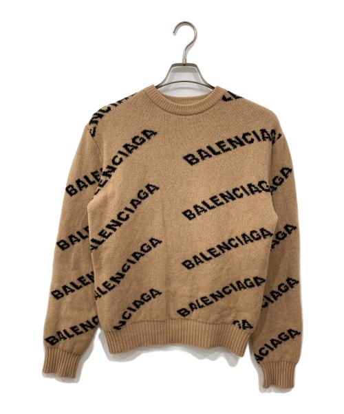 BALENCIAGA（バレンシアガ）BALENCIAGA (バレンシアガ) ロゴ ジャガードニット ベージュ サイズ:Mの古着・服飾アイテム
