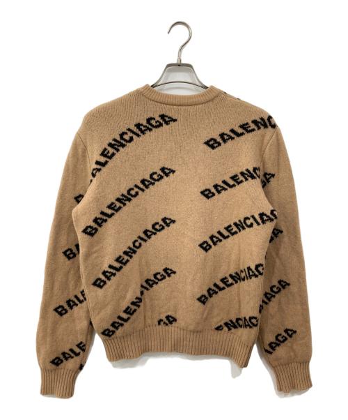 BALENCIAGA（バレンシアガ）BALENCIAGA (バレンシアガ) ロゴ ジャガードニット ベージュ サイズ:Mの古着・服飾アイテム