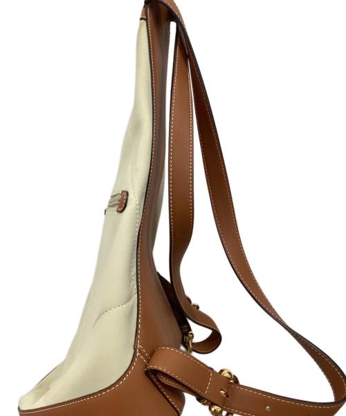 LOEWE（ロエベ）LOEWE (ロエベ) アントン キャンバス レザー リュック ベージュ×ブラウンの古着・服飾アイテム