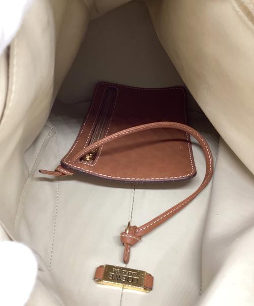 LOEWE（ロエベ）LOEWE (ロエベ) アントン キャンバス レザー リュック ベージュ×ブラウンの古着・服飾アイテム