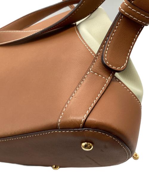LOEWE（ロエベ）LOEWE (ロエベ) アントン キャンバス レザー リュック ベージュ×ブラウンの古着・服飾アイテム