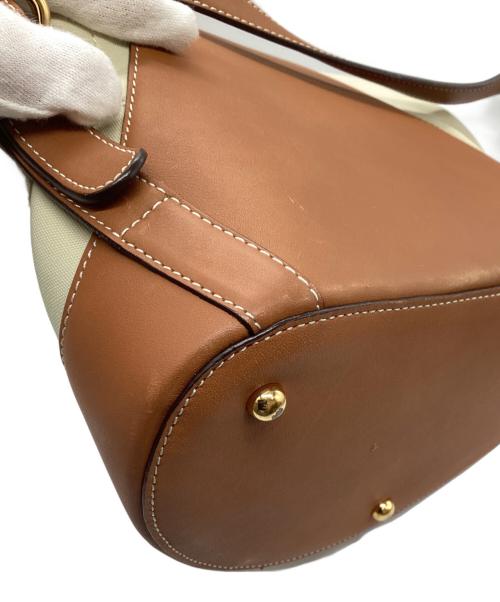 LOEWE（ロエベ）LOEWE (ロエベ) アントン キャンバス レザー リュック ベージュ×ブラウンの古着・服飾アイテム