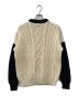 GUERNSEY WOOLLENS (ガンジーウーレンズ) バイカラーケーブルニット アイボリー×ブラック サイズ:42：7000円