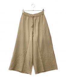 MIDIUMISOLID（ミディウミソリッド）の古着「刺繍ワイドパンツ」｜ベージュ