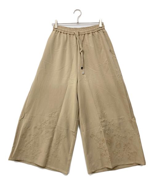 MIDIUMISOLID（ミディウミソリッド）MIDIUMISOLID (ミディウミソリッド) 刺繍ワイドパンツ ベージュ サイズ:38 未使用品の古着・服飾アイテム