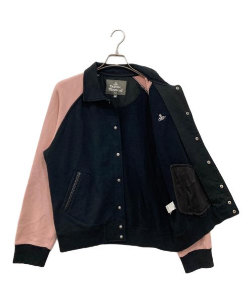 Vivienne Westwood man（ヴィヴィアン ウェストウッド マン）Vivienne Westwood man (ヴィヴィアン ウェストウッド マン) オーブ刺繍ボマージャケット ブラック×ピンク サイズ:44の古着・服飾アイテム