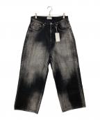 OPENING CEREMONYオープニングセレモニー）の古着「グラデーションブリーチハイエンド加工ワイドデニムパンツ」｜ブラック