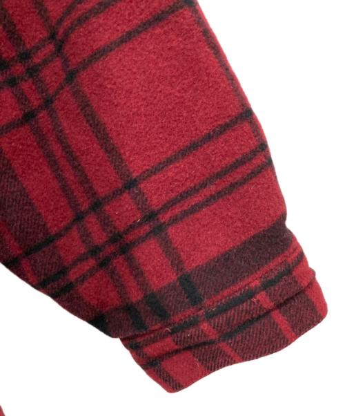 NAUTICA（ノーティカ）NAUTICA (ノーティカ) 襟レザーウールチェックジャケット レッド サイズ:Lの古着・服飾アイテム