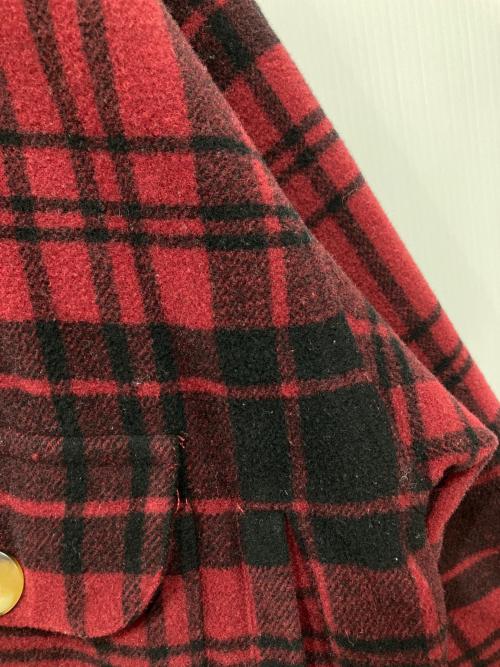 NAUTICA（ノーティカ）NAUTICA (ノーティカ) 襟レザーウールチェックジャケット レッド サイズ:Lの古着・服飾アイテム