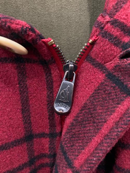 NAUTICA（ノーティカ）NAUTICA (ノーティカ) 襟レザーウールチェックジャケット レッド サイズ:Lの古着・服飾アイテム